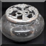 D137. Glass and pewter potpourri jar by Seagull Pewter. 3”h - $6 